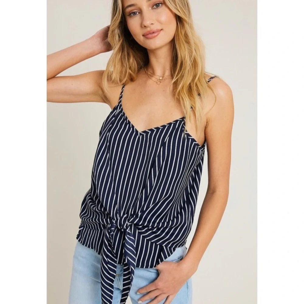 NEW! Navy Blue Striped Cami💙 - Picture 2 of 7